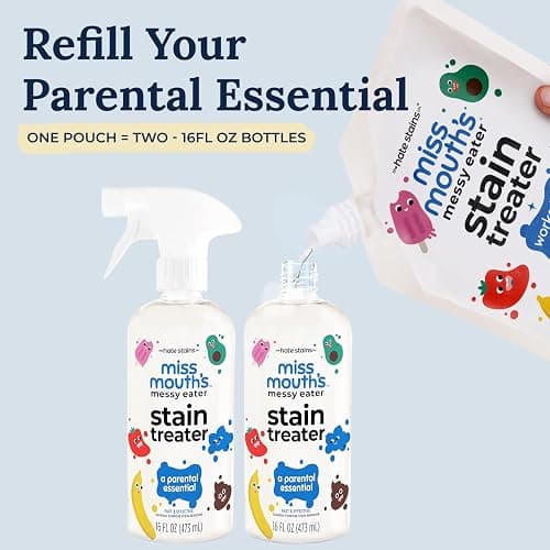 Miss Mouth's Messy Eater Stain Treater - 32oz Refill - Newborn & Baby Essentials - No Dry Cleaning Food, Grease, Coffee Off Laundry, Underwear, Fabric thumbnail 3