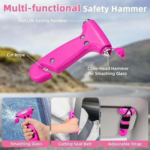 VEIYIE Roadside Emergency Car Kit for Vehicles, Pink Car First Aid Kit Emergency Kit with Jumper Cables, Car Safety Kits, Tow Strap, Tool Kit, Road Trip Assistance for Men, Women, New Driver Gifts thumbnail 4