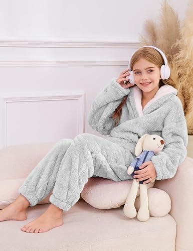 Flygo Girls Fuzzy Pants Set Fleece Outfits Winter Flannel Fluffy Pullover Sweatshirt Top Pants Sweatsuit thumbnail 6