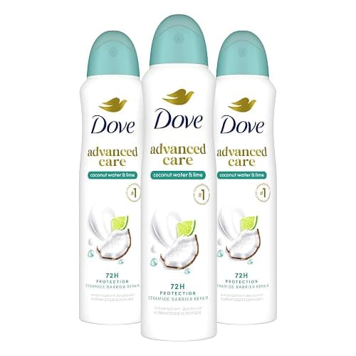 Dove Antiperspirant Deodorant Dry Spray Coconut Water & Lime scent 3ct skin repair after shaving with odor control & sweat protection Pro Ceramide Technology to boost ceramide levels in skin 3.8 oz - Image 1