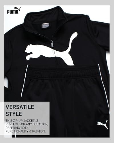 PUMA Boys Pants Set - 2 Piece Tricot Athletic Zip Up Jacket Sweatshirt and Active Jogger Pants - Boys Activewear Set (8-16) thumbnail 2