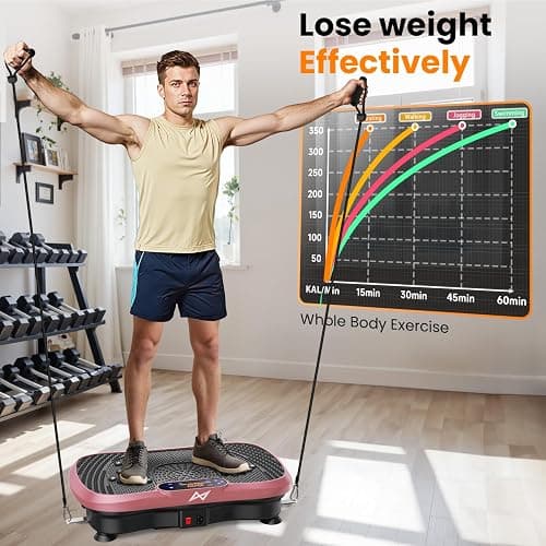 AXV Vibration Plate Fitness Platform Exercise Machine Vibrating Shaking Full Body Shaker Workout Vibrate Stand Shake Board Sport for Weight Loss Fat Burner for Gym Home Office thumbnail 4
