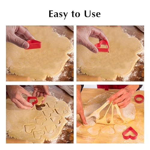 HiempTru Cookie Cutter Set 24 PCS, Heart Star Round Shapes Cookie Cutters Mold Plastic Homemade Mini Biscuit Cutters Sandwich Cutter for DIY, Kitchen, Baking, Birthday, Pancake Maker Supplies 2 Inch thumbnail 4