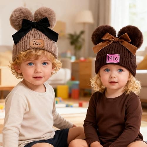 lanleay Custom Toddler Baby Beanies Personalized Baby Knit Hat with Name Infant Beanies Winter Hats for Newborn Kids Adults thumbnail 3