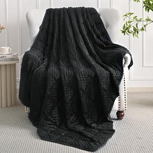 Mr. Sandman Weighted Blanket for Adults, Heavy Blanket for Woman,Man Sleeping/Calm, Soft and Cozy Weighted Throw Blankets, Machine Washable, 60 x 80in, 15 lbs, Black thumbnail 2