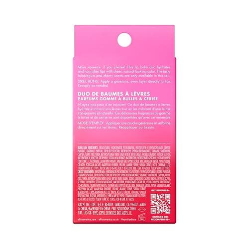 e.l.f. Squeeze Me More Lip Balm Duo, Moisturizing Balm For A Sheer Tint Of Color, Made With Hyaluronic Acid, Vegan & Cruelty-Free, Cherry & Bubblegum thumbnail 7