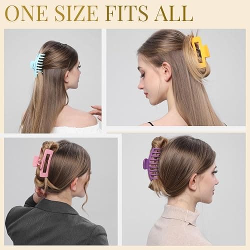 LuSeren 8 Pack Colorful Hair Clips for Women 4.3 Inch Large Hair Claw Clips for Women Thin Thick Curly Hair, Big Banana Clips,Strong Hold jaw clips thumbnail 4