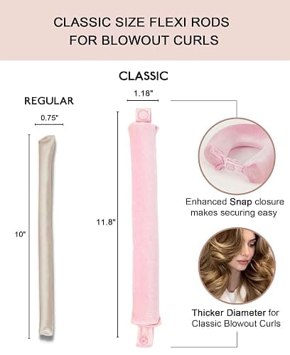 Classic Heatless Curls Overnight Rods - Upgraded Directional Grip Velvet Heatless Hair Curler to Sleep in No Heat Heatless Curling Flexi Rods Foam Hair Rollers for Blowout Look Medium & Long Hair thumbnail 3