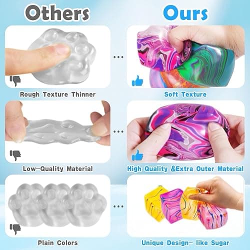 4Pack Fidget Toys Mini Squishy Stress Cube, Stress Balls for Kids, Adults Squishies Anxiety Stress Relief, Squishy Cube Sugar Balls, Sensory Toys for Kids with Autism, Fidgets for Classroom Prize thumbnail 4