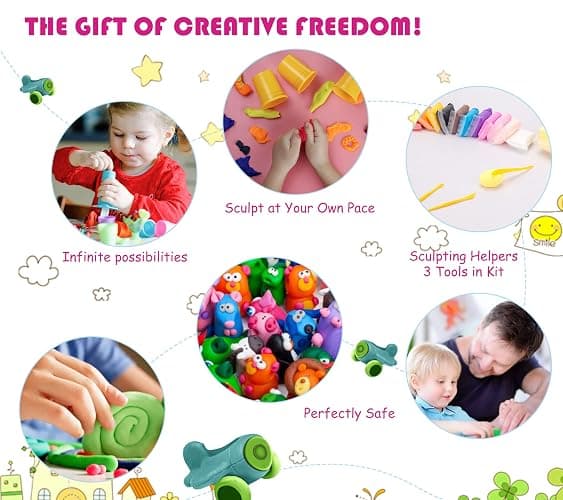 Air Dry Clay, 36 Colors Modeling Clay Kit with 3 Sculpting Tools, Magic Foam Clay for Kids and Adults, DIY Molding Clay Gift for Boys and Girls thumbnail 6
