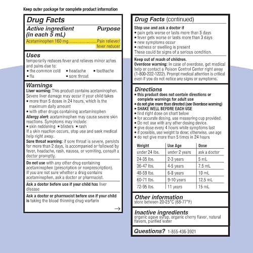Genexa Infants' Clean Acetaminophen | Pediatrician Preferred Ingredients | Pain Reliever & Fever Reducer for Babies | Dye Free, 0% Artificial Additives | Delicious Organic Blueberry Flavor, 2 fl oz thumbnail 9