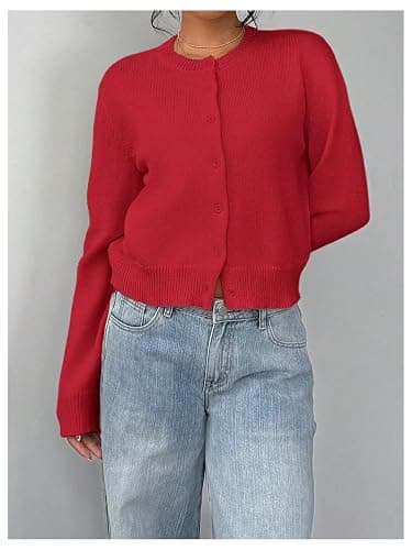 COZYEASE Women's Cropped Button Down Lightweight Cardigan Sweater Knit Y2k Fall Outfits Fashion Clothes 2025 thumbnail 5