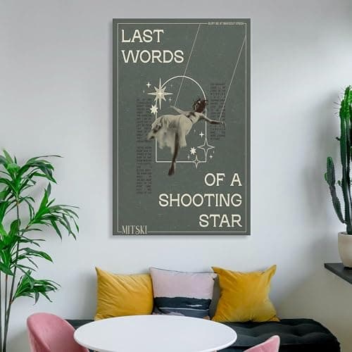 Superdiao Mitski Poster Last Words Of A Shooting Star Mitski Poster Canvas Wall Art Room Aesthetics HD Modern Decorative Painting For Teens Bedroom Liveroom Dorm Deco 16x24inch(40x60cm), Frame-style thumbnail 6