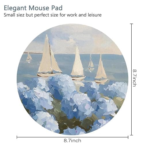 KDHTY Coastal Blue Hydrangea Light Blue Mousepad,Girly Floral Mouse Pad Aesthetic Desk Accessories,Summer Travel Mouse Pad with Non-Slip Rubber Base,Coastal Desk Accessories for Women,8.7x8.7 in thumbnail 6