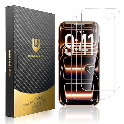 UNBREAKcable for iPhone 17 Pro Max Screen Protector [Quick-Installation Box] 3-Pack 9H+ Hardness Shatterproof Tempered Glass [99.99% HD Clear] [Case Friendly] [Bubble Free] for iPhone 17 Pro Max 6.9" - Image 1