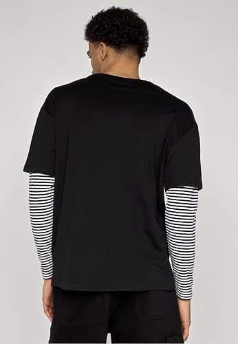 Urban Classics Men's Longsleeve T-Shirt Oversized Double Layer Striped Ls Tee T-Shirt thumbnail 3