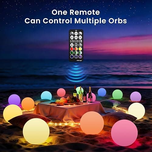 LOFTEK Pool LED Light Ball - 12-inch Sphere Lamp Rechargeable - 16 RGB Cool Lamp for Bedroom Ambient Lighting - Smart Night Light for Baby Nursery - Waterproof Light for Yard & Pool Decor, 1PCS thumbnail 5