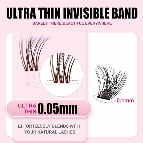 Plume Brown Lashes Natural Lash Clusters with Invisible Band DlY Eyelash Extensions with Bond and Seal 8-16mm C Curl Beginner Individual Lashes Long lasting Makeup For Girl thumbnail 3
