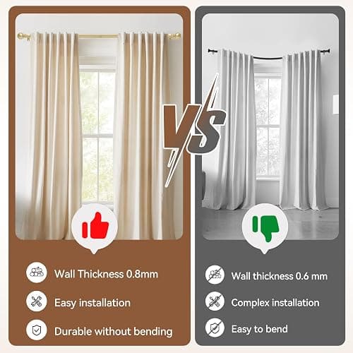 Gold Curtain Rod for Windows 28 to 48 Inch, 5/8 Inch Diameter Heavy Duty Splicing Adjustable Curtain Rods With Brackets, Easy to Install, Suitable for Bedroom, Patio and Outdoor thumbnail 4