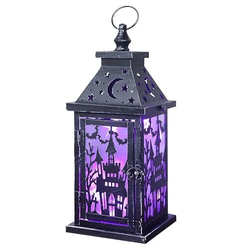 DECORKEY Halloween Decorations Indoor, 15" Decorative Haunted House Candle Lantern with 78" LED Lights(8 Modes), Hanging Spooky Halloween Lanterns for Outdoor Home Room Door Party Decor - Image 1