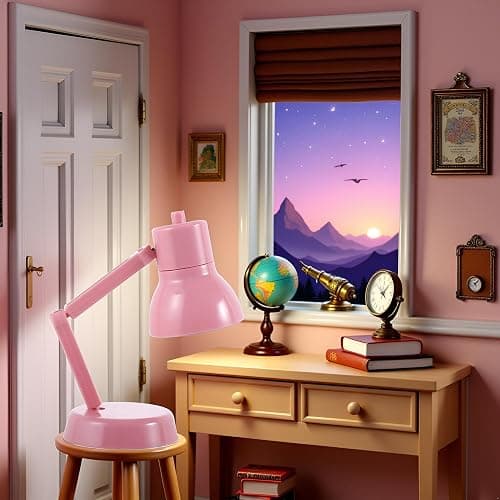 Miniature LED Desk Lamp for Dollhouse, Simulation Furniture Accessory with Light (Pink) thumbnail 8