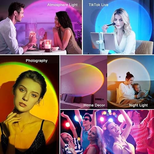 Sunset Lamp Projector for Room Decor,Endless Color Sun light Lamp Mood Lighting,Sunrise Sunset Light 360°Rotation LED Projection Lamp for Party,Tiktok Live,Photography|Multicolors,APP&Button Switch thumbnail 9