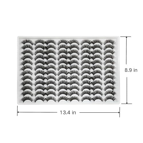 Azenlo False Eyelashes 48 Pairs Faux Mink Lashes 14mm Wispy Lashes 3D Fluffy Cat Eye Lashes Pack Bulk Wholesale Strip Lashes(style 48-045) thumbnail 6