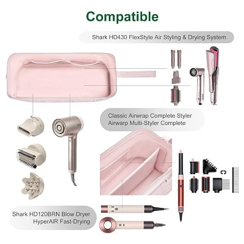 KarSyon Hair Tools Reisetasche Organizer für Dyson Airwrap Case Holder Shark Haartrockner Flex Style Airstraight Brush Revlon Aufsätze Tragetasche Flache Lockenstab Taschen (Rosa) thumbnail 6
