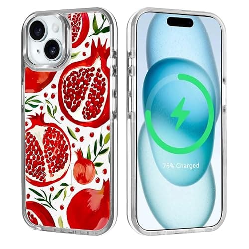 Case for iPhone 15,Fresh Pomegranate Clear Cases,Compatible with MagSafe,Slim Shockproof Magnetic Phone Sleeve Case for Girls Man,Scratch-Resistant Back ﻿ thumbnail 2