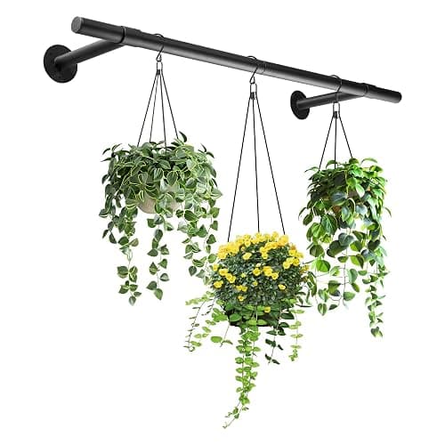 Uoveya Hanging Planters Rod – Plant Hanger Indoor for Window Ceiling, Hanging Plant Shelf for Wall Planter House Plants, Plant Shelves Metal Holder Bar 31.5In Black (Pots, plants, chains not included) - Image 1