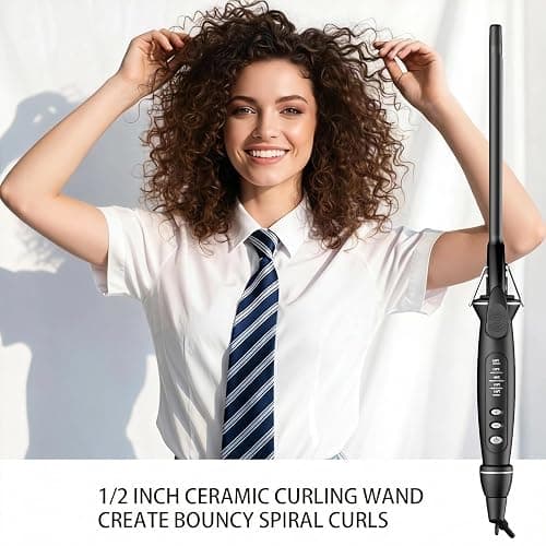 SAOSA 1/2 Inch Extra Long Barrel Curling Iron for Short & Long Hair, 0.5 Inch Ceramic Small Curling Iron with Auto Shut-Off, Dual Voltage Curler Suitable for Travel, Including Glove thumbnail 2