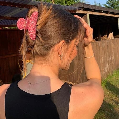 4Pcs Acrylic Large Hair Claw Clips for Women Girls - Strong Hold Jaw Clips, Non-slip Banana Barrettes for Thick Hair (Sparkle: Pink, Silver, Black, Blue) thumbnail 3