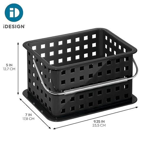 iDesign Plastic Shower Caddy Basket with Handle for Bathroom or College Dorm - Black - Made in USA thumbnail 3
