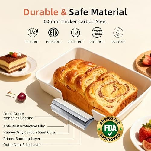 8-Piece Non-stick Baking Pans Set – Stackable Bakeware Set for Kitchen, Carbon Steel Baking Set with Cookie Sheet, Roasting Pan, Cake Pan, Muffin Pan, Cooling Rack, Baking Essentials Supplies thumbnail 4