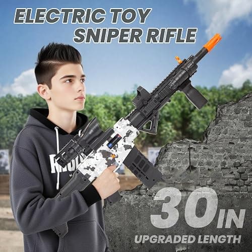 Realistic Toy Gun for Nerf Guns Darts, Foam Blaster - with Scope 120 Soft Bullets 3 Magazines, Semi-Auto Sniper Rifle Electric Machine Guns for Boys 8-12 Age, Birthday Gifts for Kids and Adults thumbnail 4