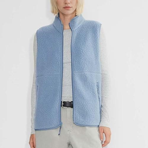 Hixiaohe Sherpa Fleece Vest for Women Trendy Warm Sleeveless Vests Jacket Lightweight Zip Coats with Pockets Fall Outerwear thumbnail 4