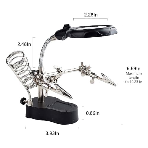 3.5X12X Helping Hands Soldering Station with LED Light & Alligator Clips - Magnifier Stand for Welding PCB Repair Jewelry Craft Hobby Model Building Watch Repair thumbnail 2
