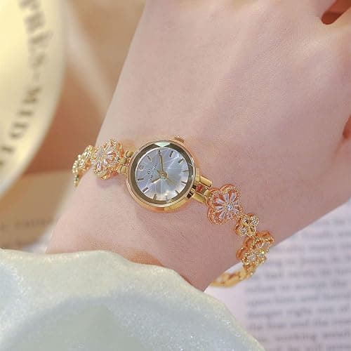 Gosasa Vintage Gold Watch for Women Hollow Four Leaf Chain Bracelet Dainty Small Ladies Dress Quartz Watch Waterproof Luxury Gift thumbnail 5