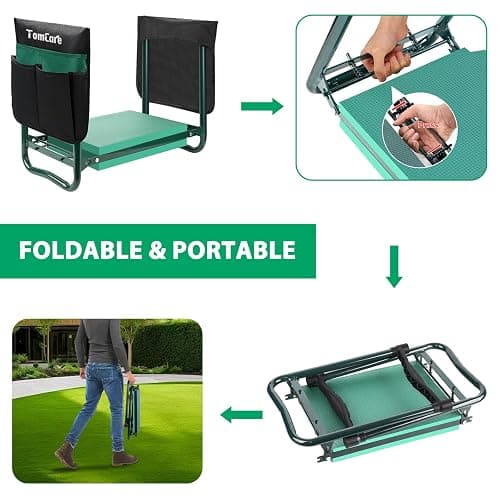 TomCare Garden Kneeler and Seat 10.64” Wider Larger Soft Kneeling Pad Garden Bench with 2 Large Tool Pouches Heavy Duty Garden Stool Foldable Tools Gardening Gifts for Women Men Gardeners thumbnail 6