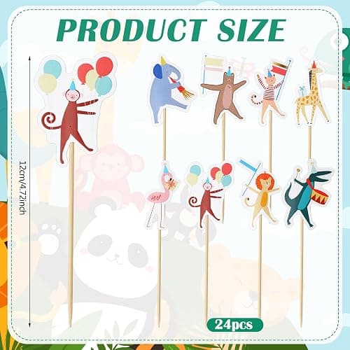AmazingSpark 24 Pcs Animal Parade Cupcake Toppers Safari Cupcake Picks Woodland Jungle Cake Decorations for Jungle Theme Baby Shower Zoo Wild Animal Birthday Party Supplies thumbnail 3