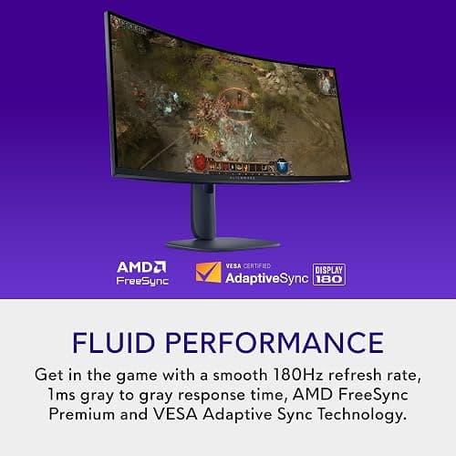 Alienware 34 Curved Gaming Monitor – AW3425DWM - 34-inch WQHD 180Hz 1ms Display, 1500R, AMD FreeSync Premium, VESA AdaptiveSync. thumbnail 3