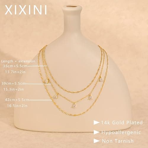 XIXINI Layered Necklaces for Women, Dainty Gold Necklace Stack 14k Gold Plated Layering Beads Choker Pendant Necklace Set Simple Statement Gold Necklaces for Women Trendy Fashion Gold Jewelry Sets thumbnail 4