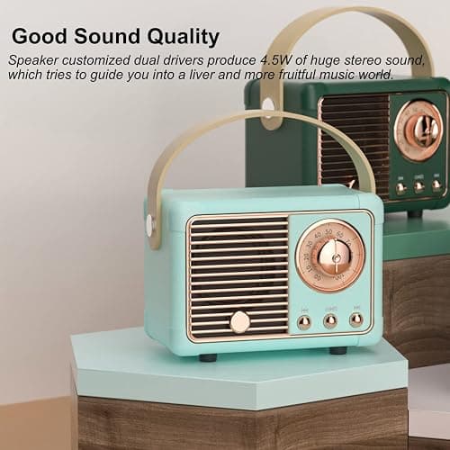 Baolira Retro Bluetooth Speaker, Vintage Decor, Gifts for Teen Girls Women | Small Portable Speaker, Wireless Speaker, HD Stereo Sound, Retro Decor for Home Bedroom Kitchen, Gifts for Teen Girls Women thumbnail 5