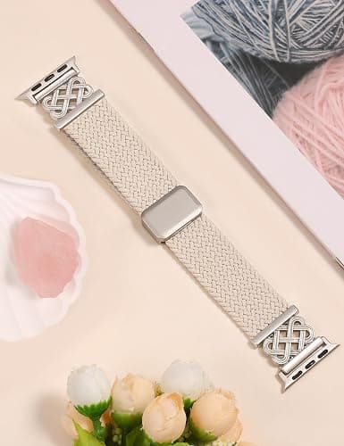 Braided Magnetic Band Compatible with Apple Watch Bands 38/40/41/42/44/45/46/49mm Women Men, Celtic Knot Stretchy Elastic Nylon Fabric Woven Strap for iWatch Series 11 10 9 8 7 6 5 4 SE/Ultra 3 2 1 thumbnail 4