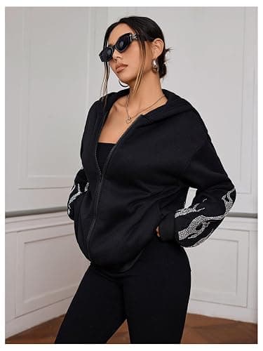 SOLY HUX Womens Zip Up Hoodie Y2k Graphic Oversized Sweatshirt Long Sleeve Jackets Fall Outfits thumbnail 3