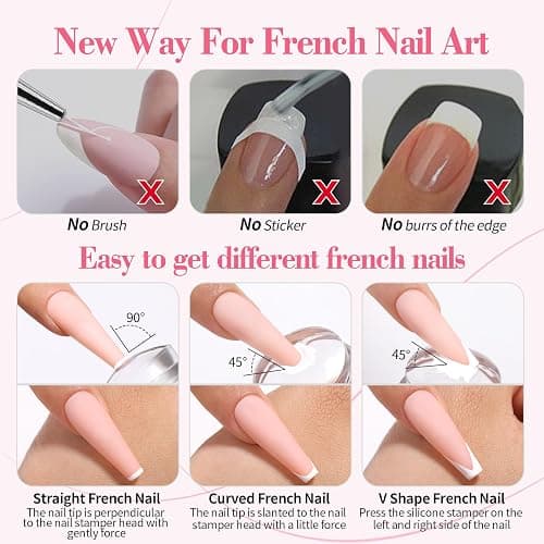 BORN PRETTY French Manicure Kit Nail Stamper & 2Pcs Jelly Milky Pink White | Colors Gel Nail Polish for French Tip, U V Light Cure thumbnail 4