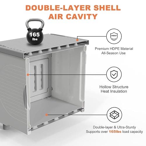 WOWOTOZN Outdoor Cat House Weatherproof,Heavy-Duty Feral Cat Shelter with Escape Door&PET Door Flap,Elevated Stackable for Yard,Porch&Barn,All Seasons with Soft Cushion thumbnail 3