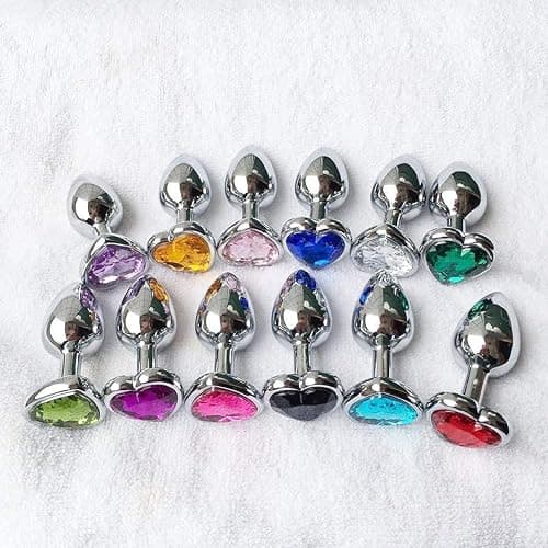 3Pcs Anal Plug Sex Toys, Metal Anal Butt Plugs Training Kit with Heart-Shaped Jewelry Base Adult Sex Toys & Games for Women Men Couples Beginners Large/Medium/Small,Red thumbnail 5