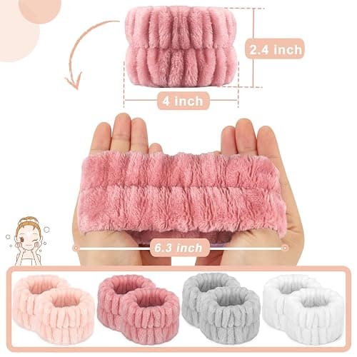 Crosize 8 Pcs Microfiber Wrist Bands for Washing Face, Women's Absorbent Face Washing Wristbands, Prevent Water from Spilling Down Your Arms thumbnail 2