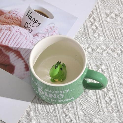 Biigming Tasse Dinosaure 3D Mug en Céramique avec Motif Animal à l'intérieur 350ml Faite à la Main Tasse à café Cadeaux pour Noël Anniversaire Fête Enfants(Dinosaure) thumbnail 4
